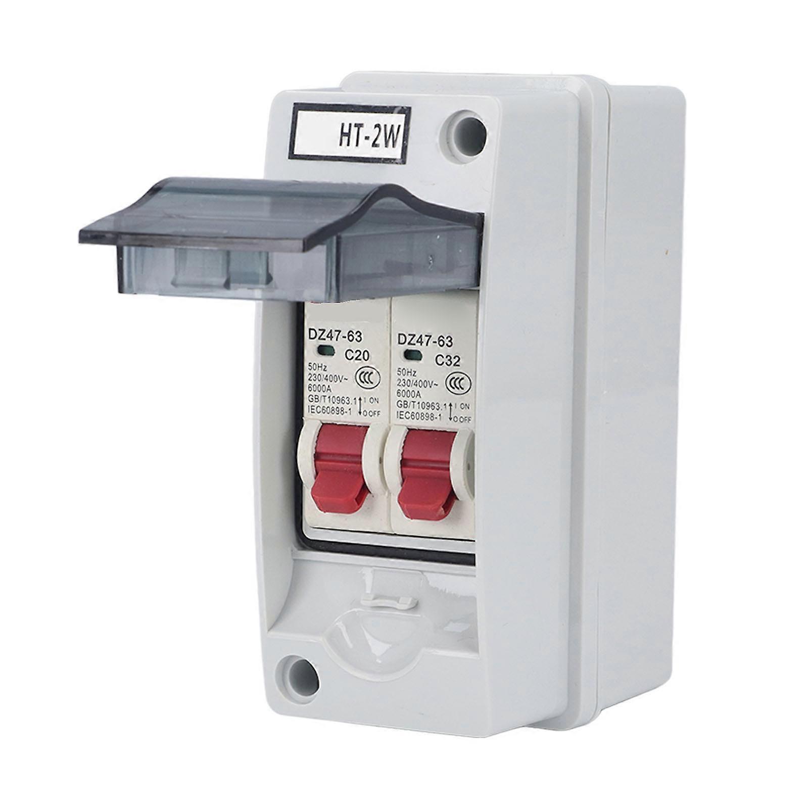 Distribution Box IP65 Waterproof 2 Way Flame Retardant MCB C Type Distribution Case for Outdoor Use 20A 32A