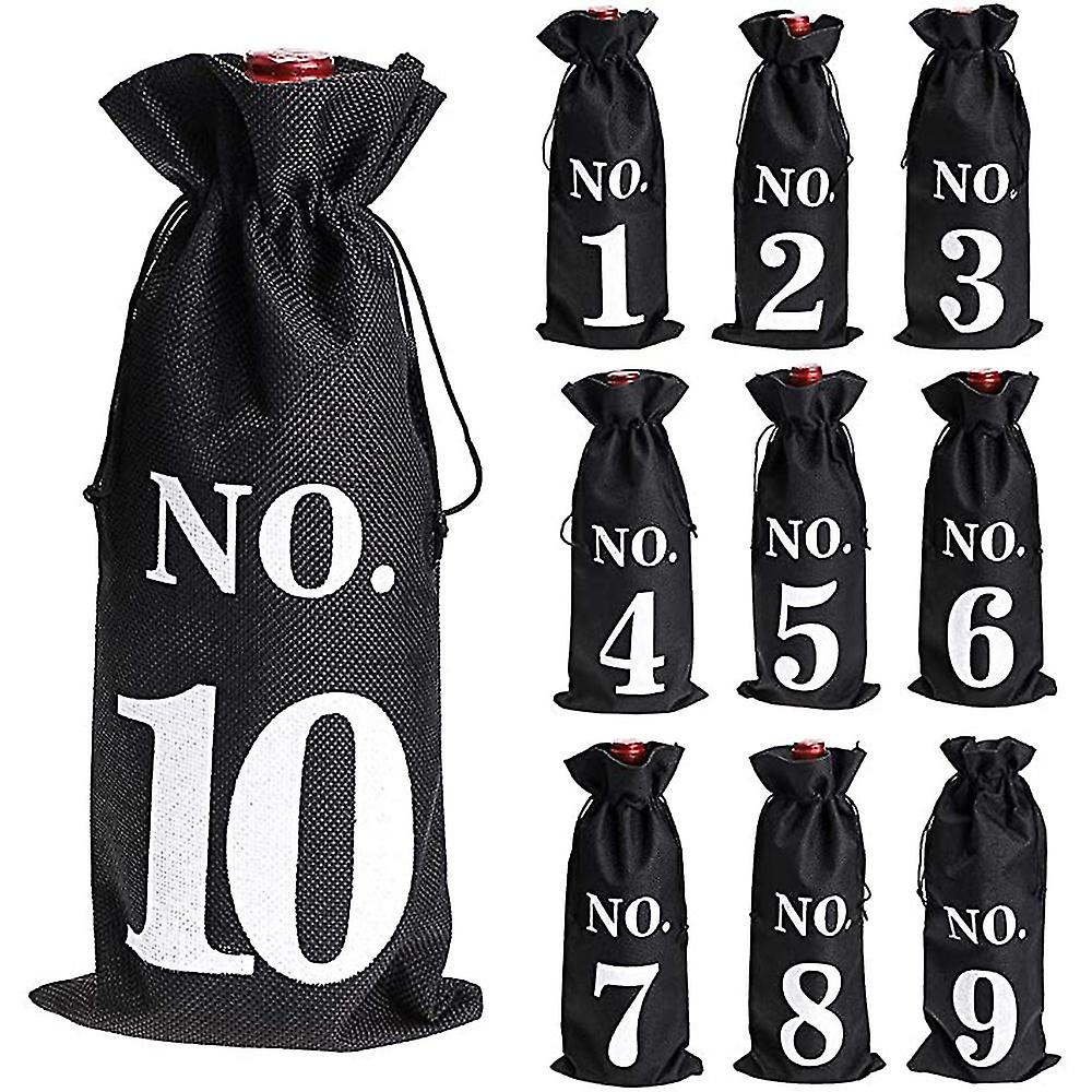 1 til 10 Burlap Wine Poser Blind Tasting Drawstring Drawstring Pocket Wine Bottle Sleeves-hy