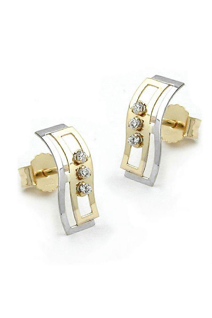 Stud Earrings Bi-coloured Zirconia 9k Gold - Gl431002