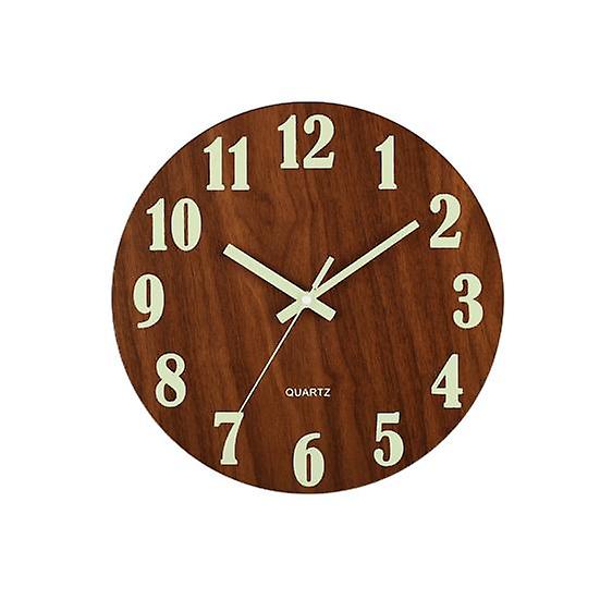 12 Inch Wooden Wall Clock Glow-in-the-Dark Mute Operation MDF Background Clock Quartz Sweep Movement Clock
