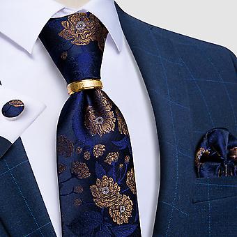 designer men's tie striped floral paisley silk tie pocket square cufflinks tie ring set wedding suit business