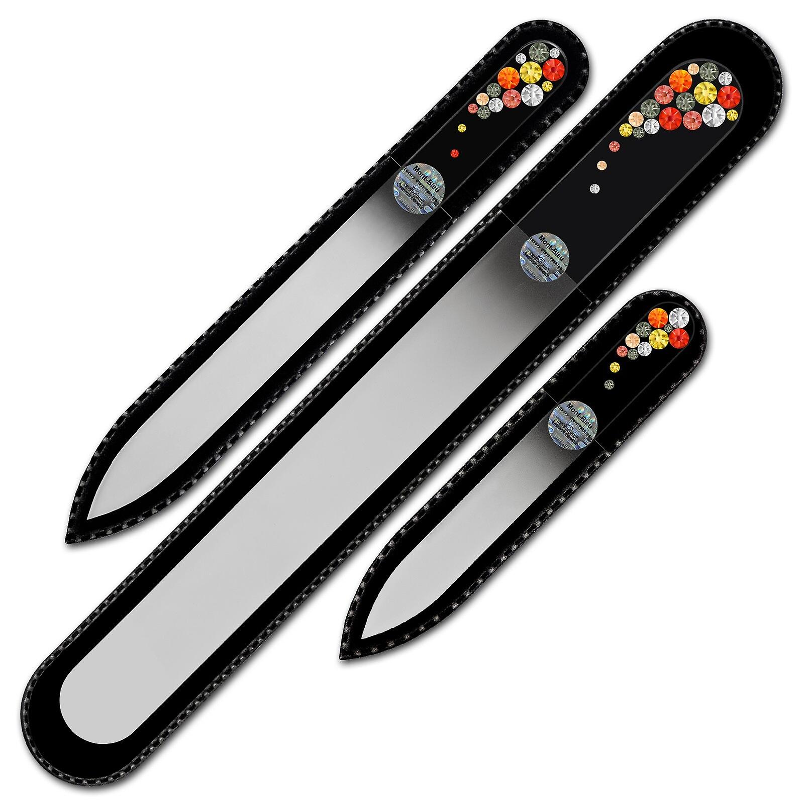 Set of 3 Czech Black Glass Nail Files with crystals BB-BMS - Fireopal