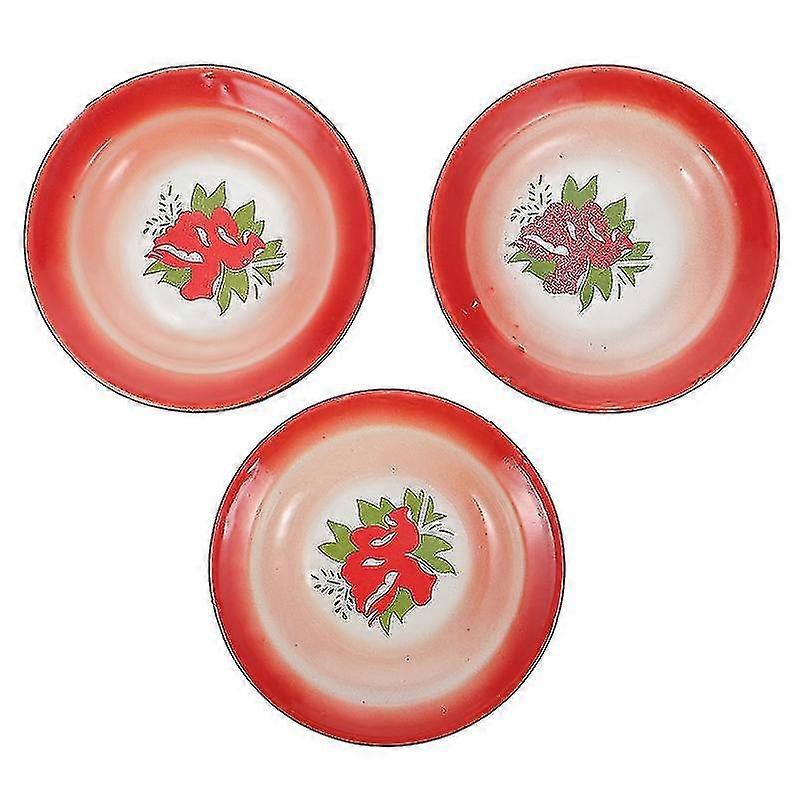 3pcs Kitchen Tableware, Vintage Enamel Plate