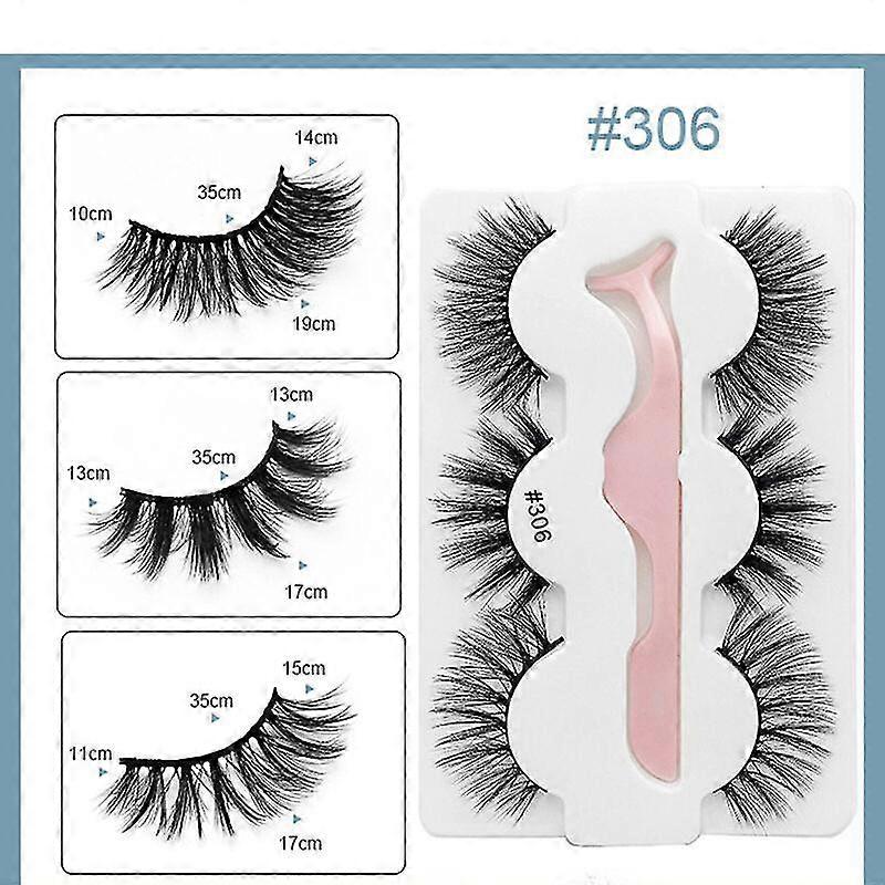 False eyelashes with tweezers three-dimensional multi-layer simulation thick curly thickened eyelashes, 1pc-#306