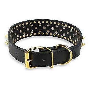 Groer Hund Haustier Pitbull Gold Spikes Nieten Leder Geschirr Halsband  Leine Set fr groe Hunde | Fruugo DE