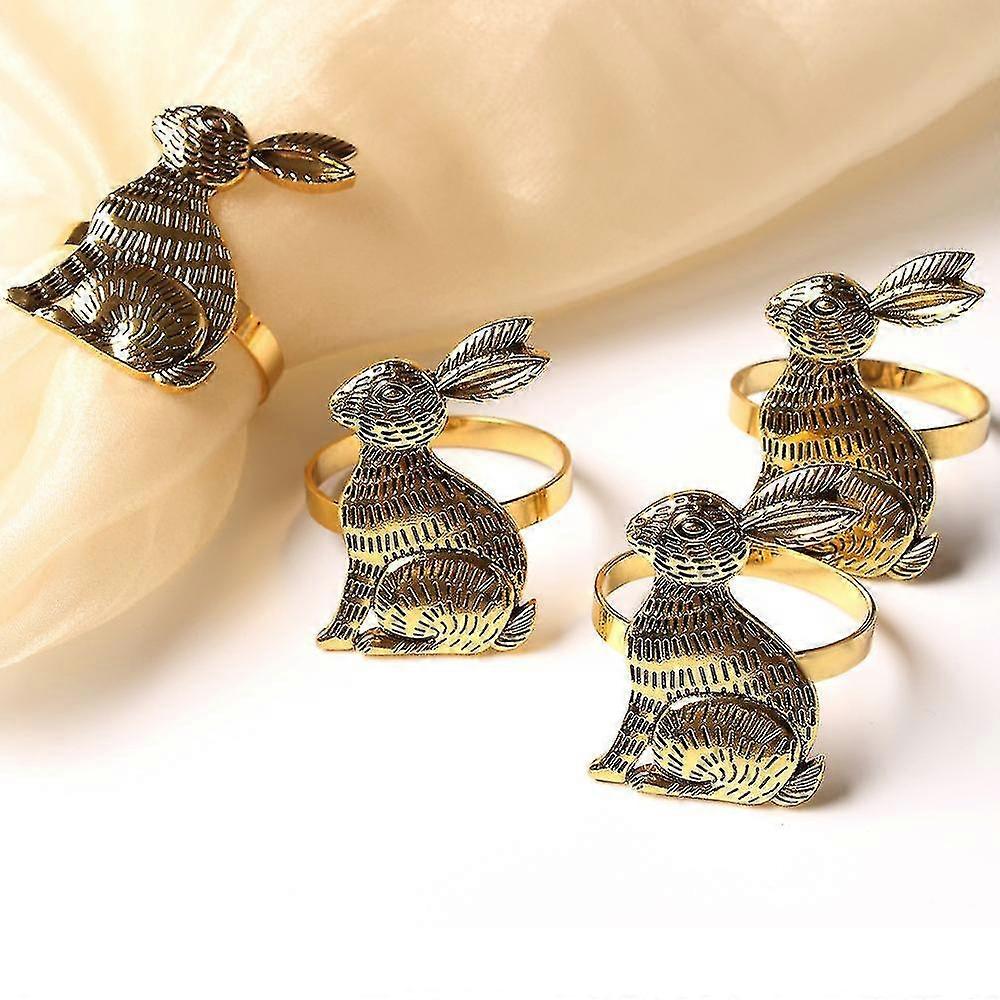 6 Pcs Napkin Rings With Easter Bunny Motif