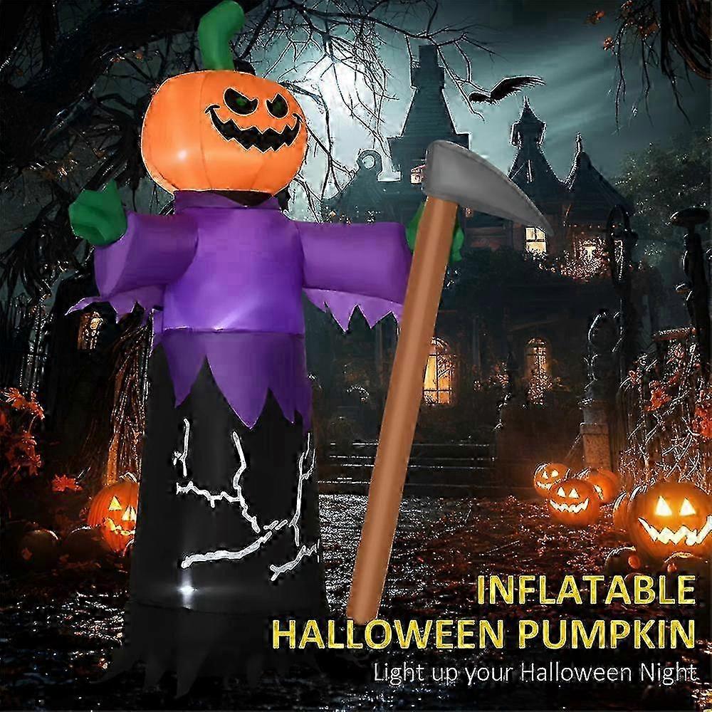 Deluxe 1.5 Meter Halloween Inflatable Grim Reaper Holding A Pumpkin With Axe For Courtyard Decoration New -CHNSZ