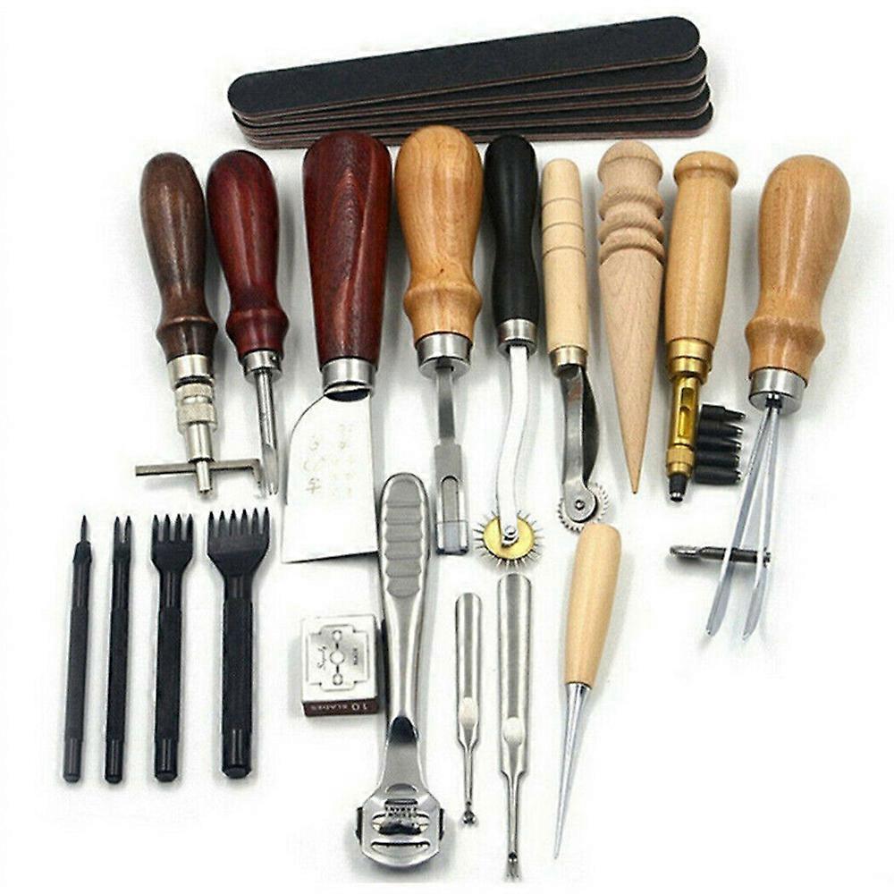 Pro Cuir Artisanat Outils Punch Kit Coudre Sculpture Coudre Travail Skiving