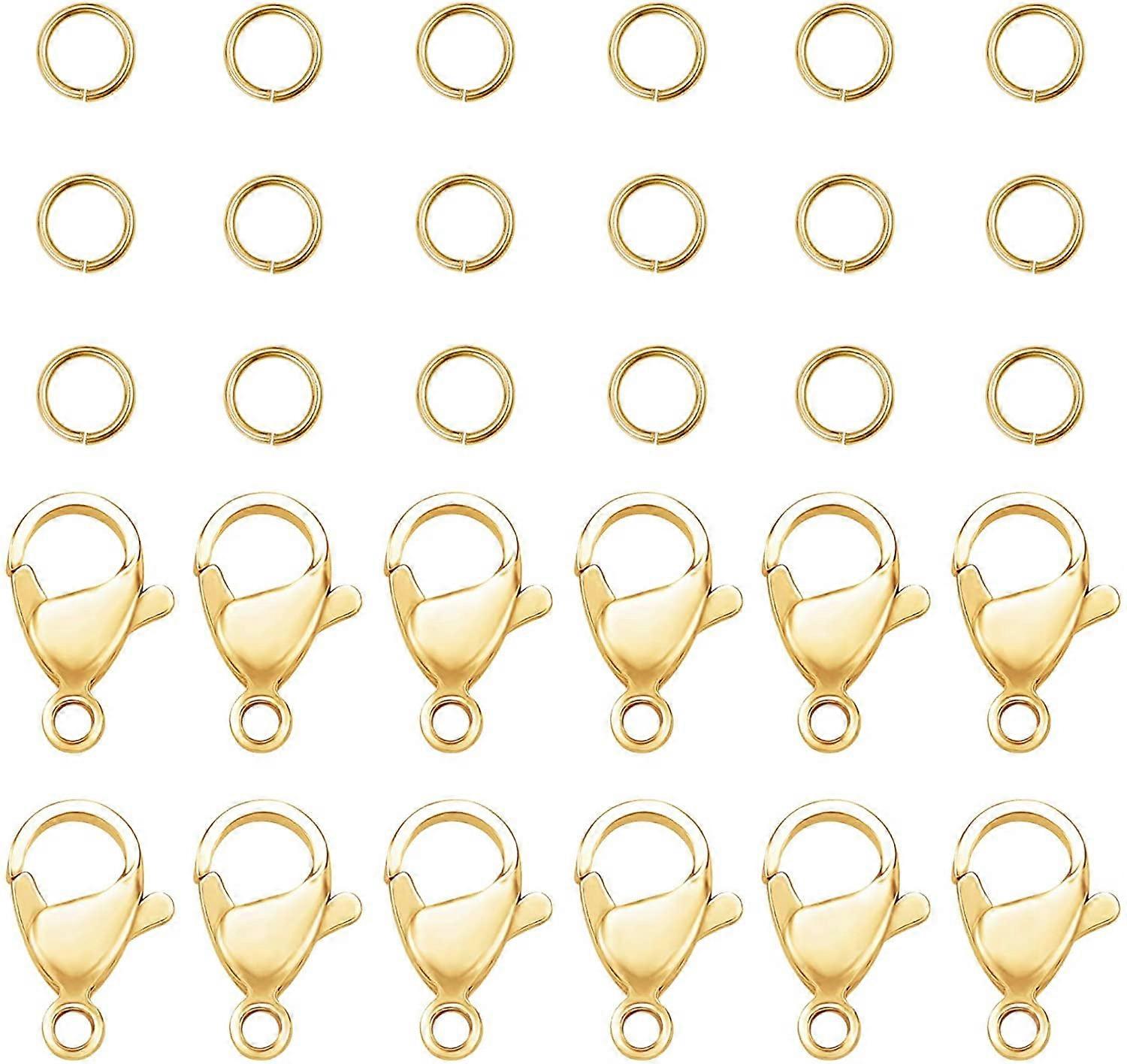 120 pcs 6mm 20 Gauge 304 Stainless Steel Jump Rings with 60pcs Lobster Claw Clasps for Jewelry DIY Craft Making Golden
