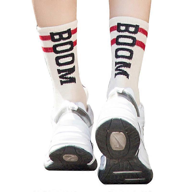 Trendy Printed Adult Women's Socks Autumn And Winter Mid-calf Length Socks Boom Pack Of Three Pairs