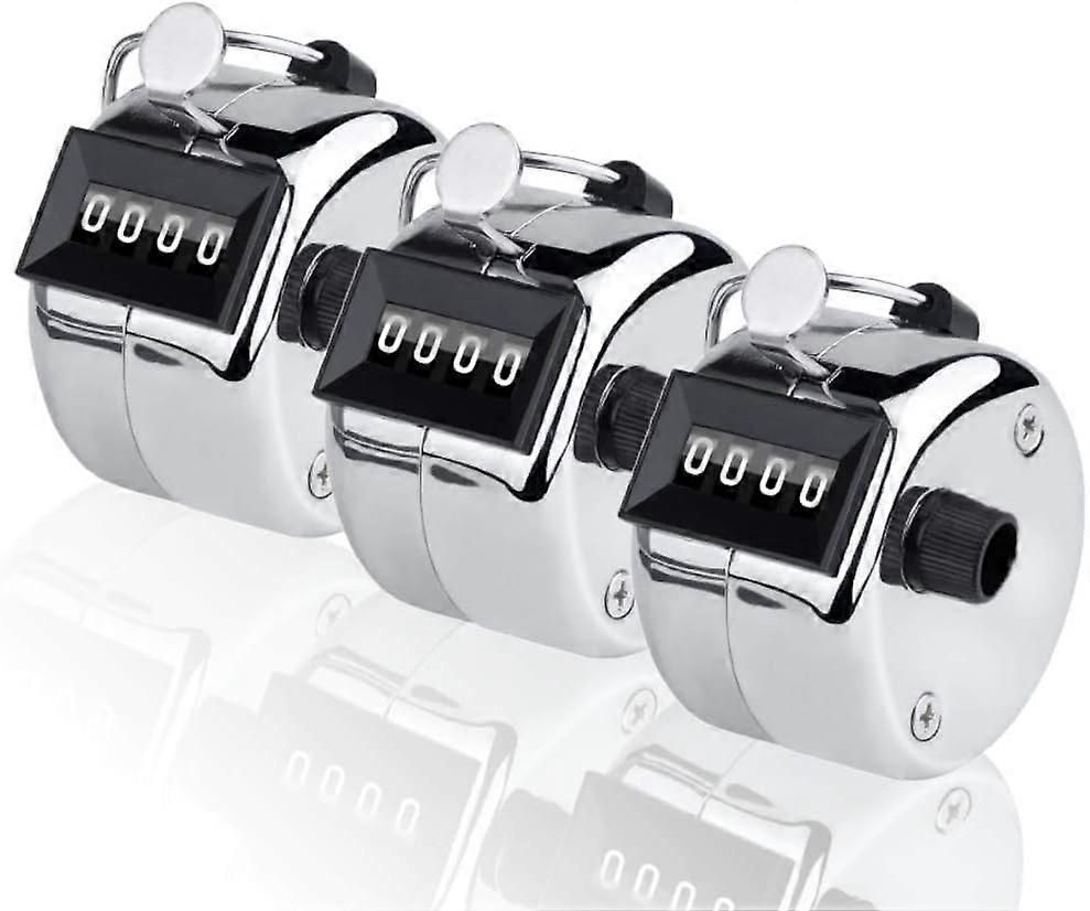 Nirvana Pcs Hand Counter, 4 Digit Lap Tracker Manual Clicker Metal Mechanical Count to 9999 for Sport Coach Casino - Silver