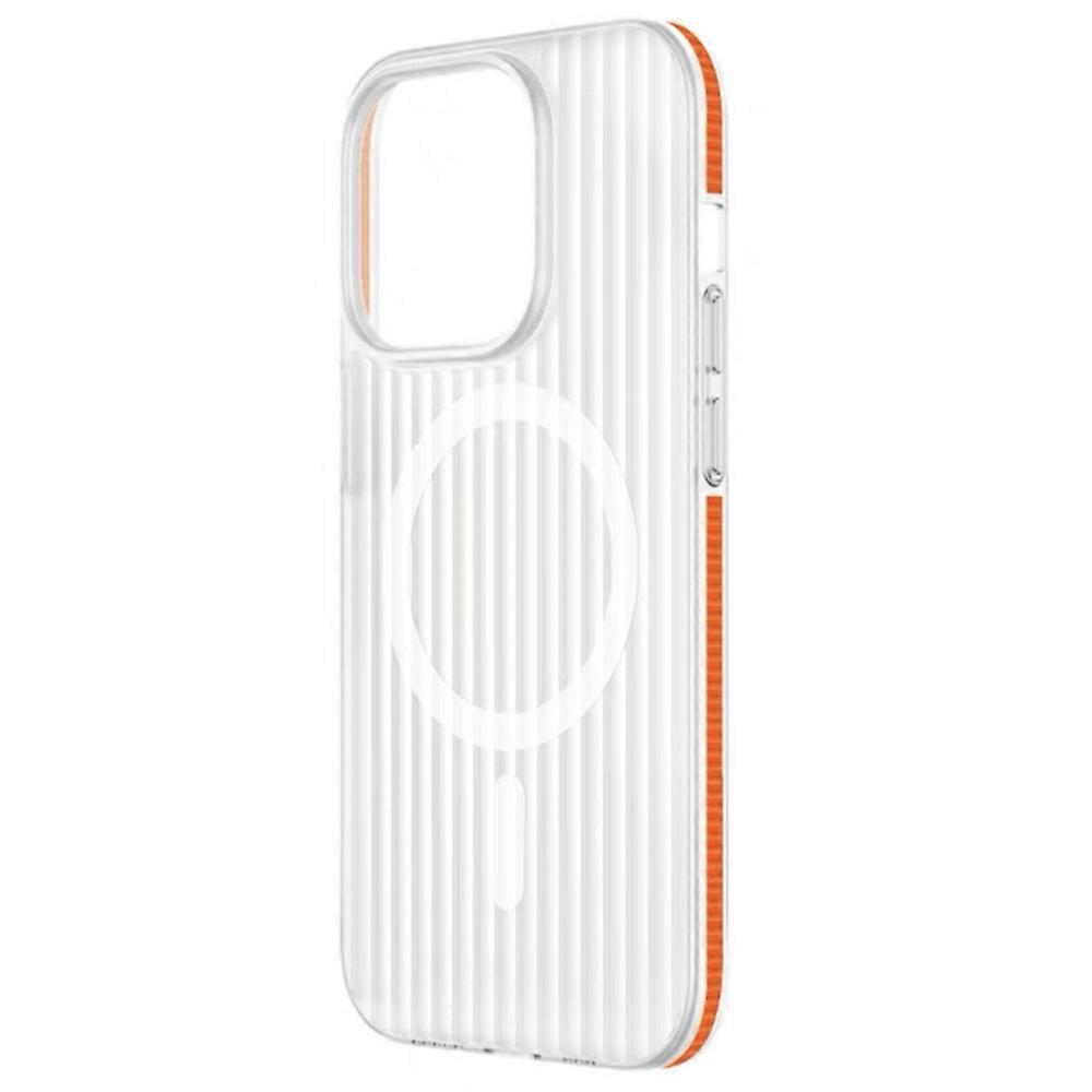 For iPhone 16 Pro Case Compatible with MagSafe Corrugated Texture Hard PC Matte Phone Cover - Orange