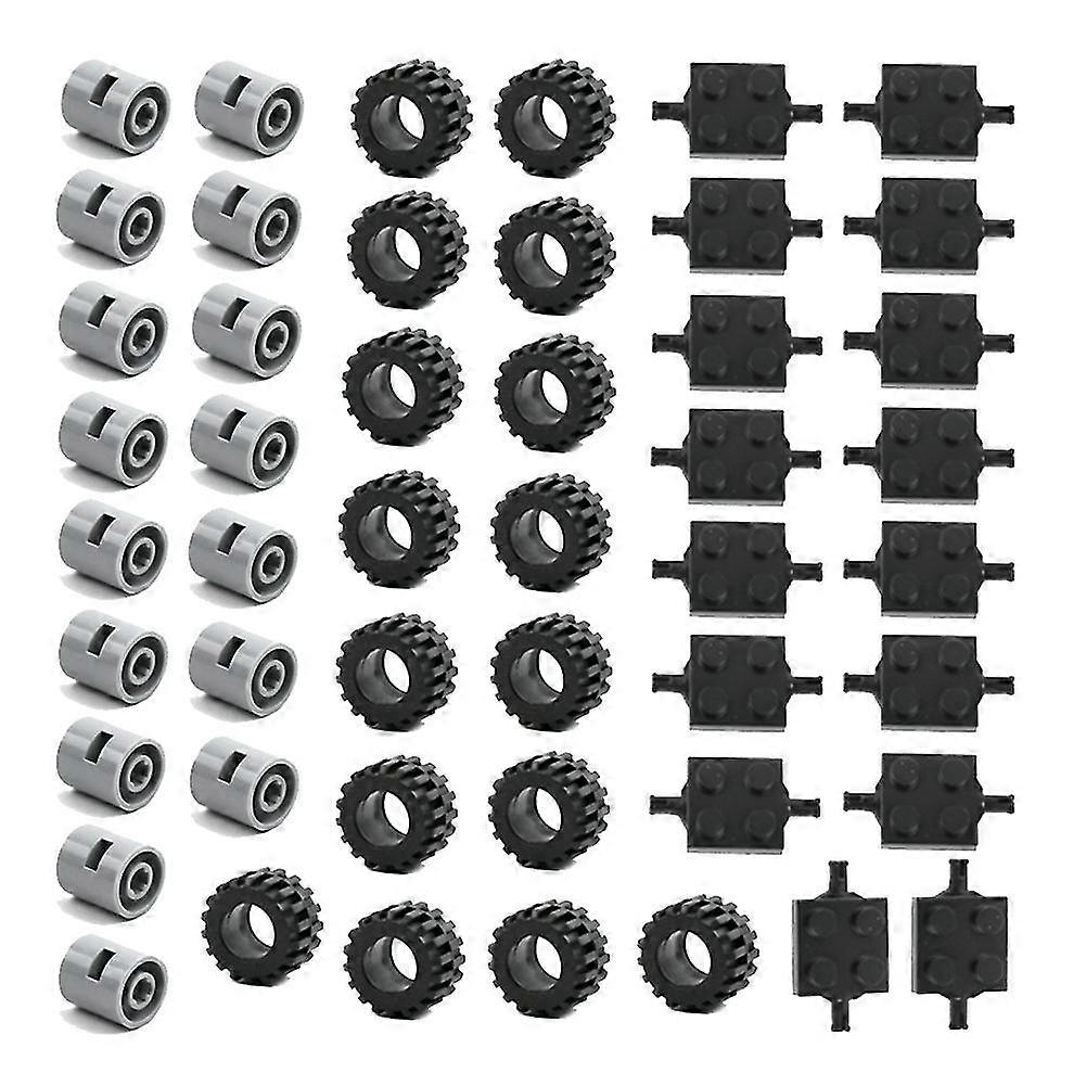 48pcs Mini Wheel Axles Pack Block Car Accessories Tyre Hub Classic Bricks Children Diy Toys Blocks