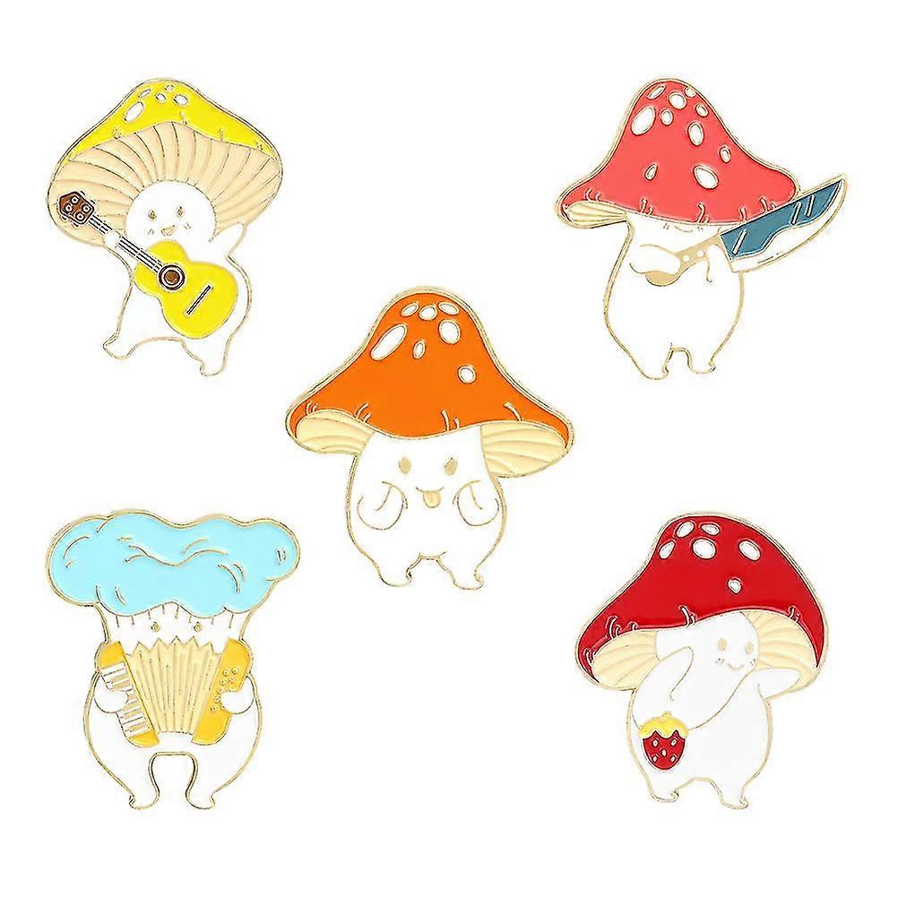 5PCS Mushroom Alloy Brooch Delicate Drip Oil Mushroom Badge (Random Style)