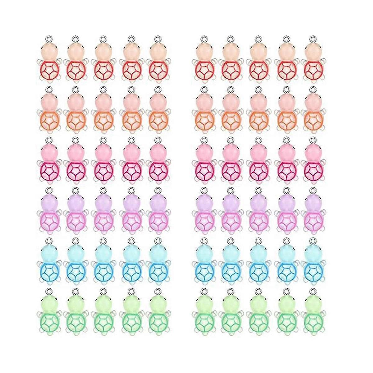 60 Pcs Mini Resin Turtle Charms Glow in the Dark Turtle Pendants Luminous Tortoise Sea Dangle Anima
