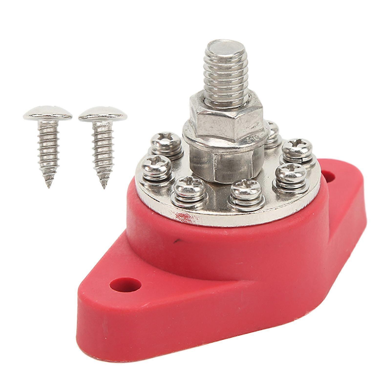 3/8in Red M10 Single Stud Power Distribution Terminal 12V 48V Battery Junction Post Bus Bar Block Stud for Cars RVs Ships Trucks
