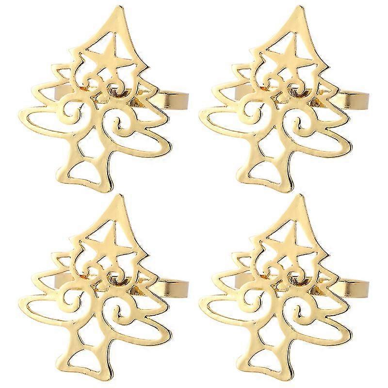 4pcs boucles de serviette de table arbre de Noël forme alliage porte-serviettes pour le dîner