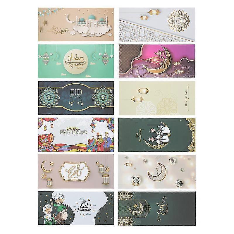 12pcs Eid Mubarak Envelopes Decorative Paper Envelopes Greeting Cards Envelopes