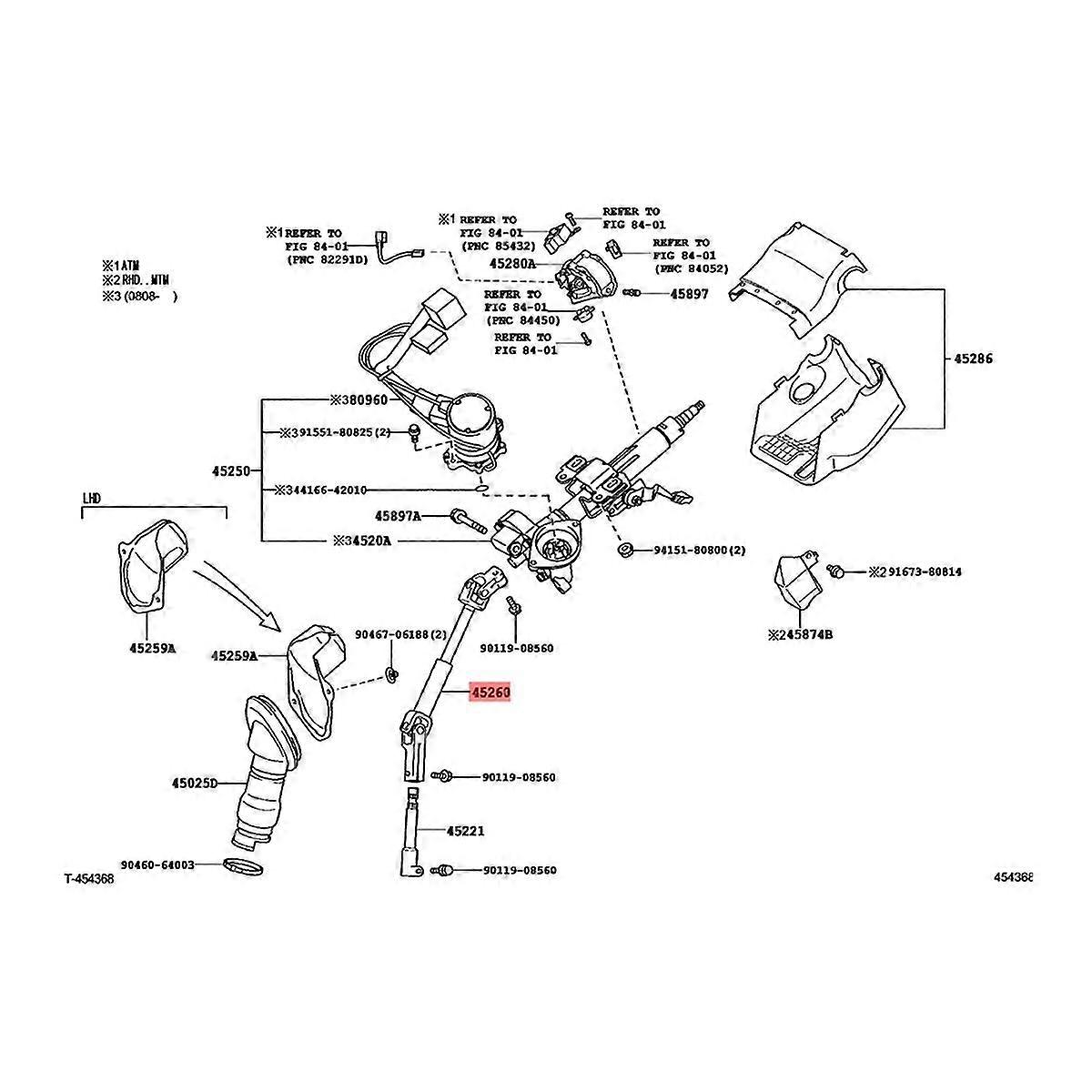 Upper Steering Column Joint / Steering Shaft Assembly 45260-42090 for 2006-2014