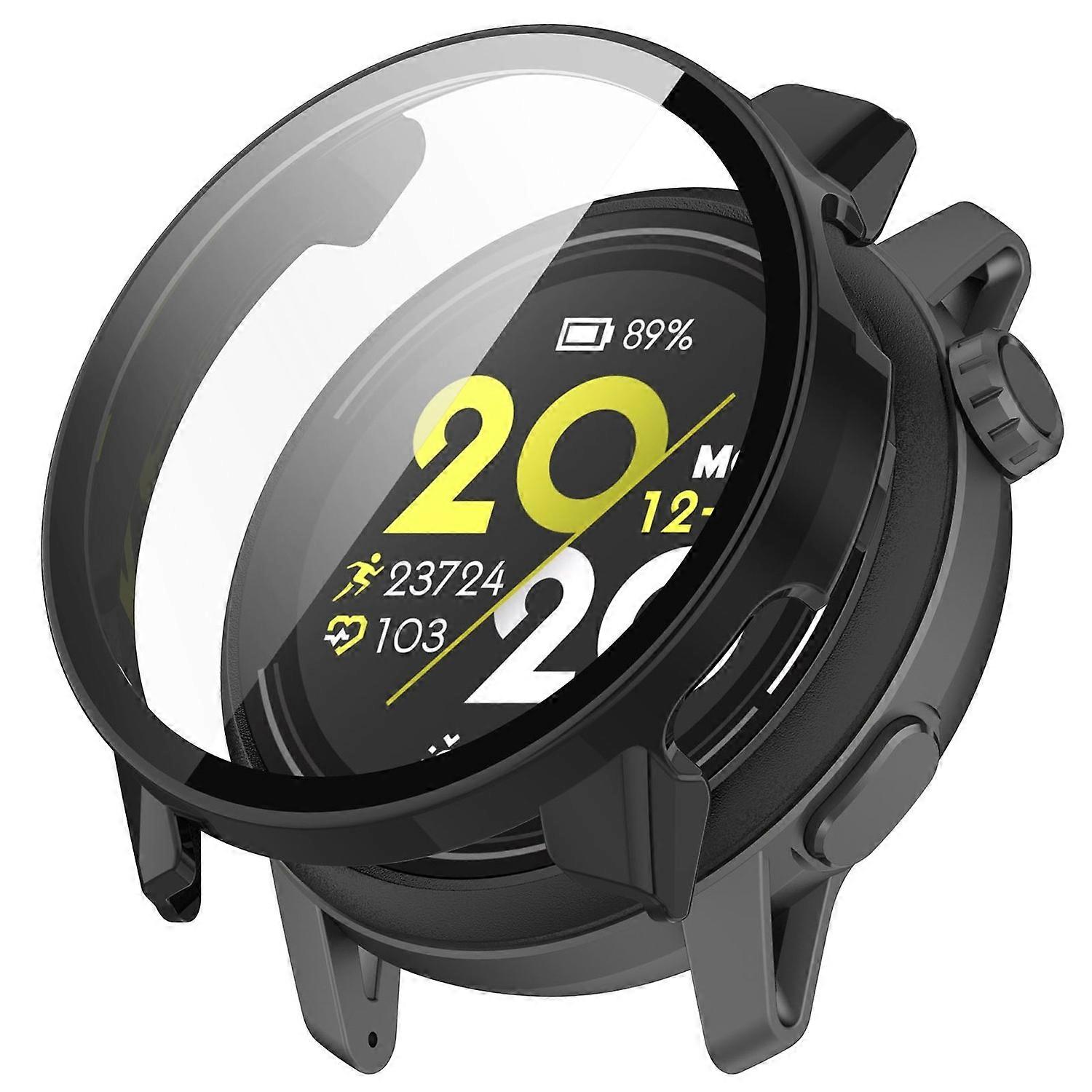 For Coros Pace 3 Protective Case Hard PC Watch Cover with Tempered Glass Screen Protector - Black Multicolor