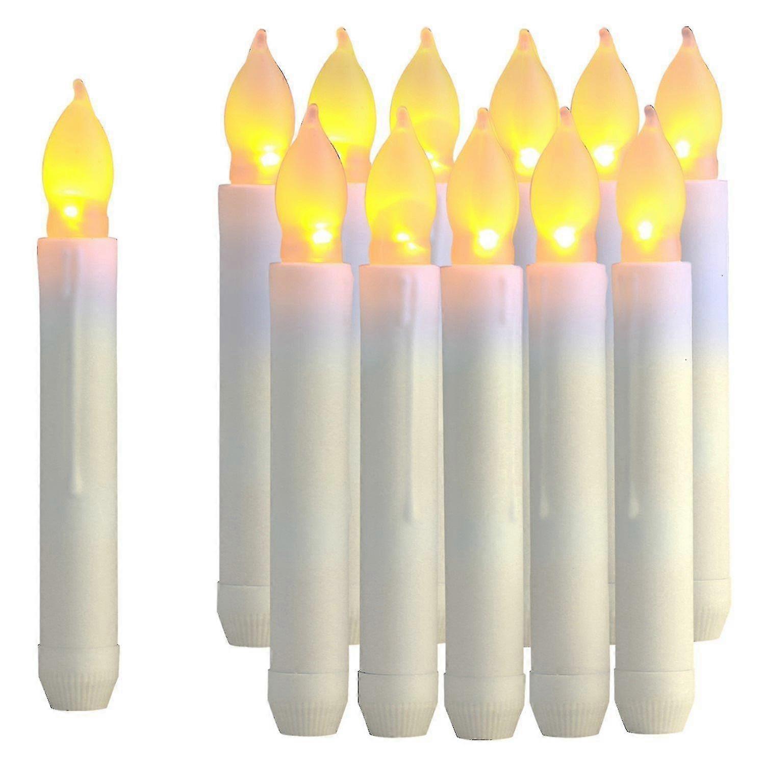 12pcs LED Lumières de bougies électroniques Long Pole Bougies Lumières Flameless Cone Décoration