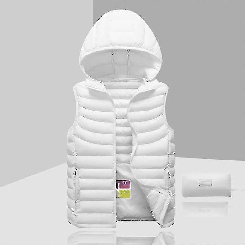 Męska kurtka puchowa bez rękawów z odpinanym kapturem, zimowa, lekka, jednokolorowa-xinhan