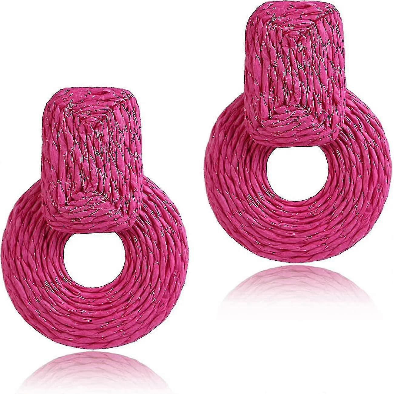 Boho Raffia Earrings For Women Dangle Lightweight Raffia Drop Earrings Summer Beach Vacation
