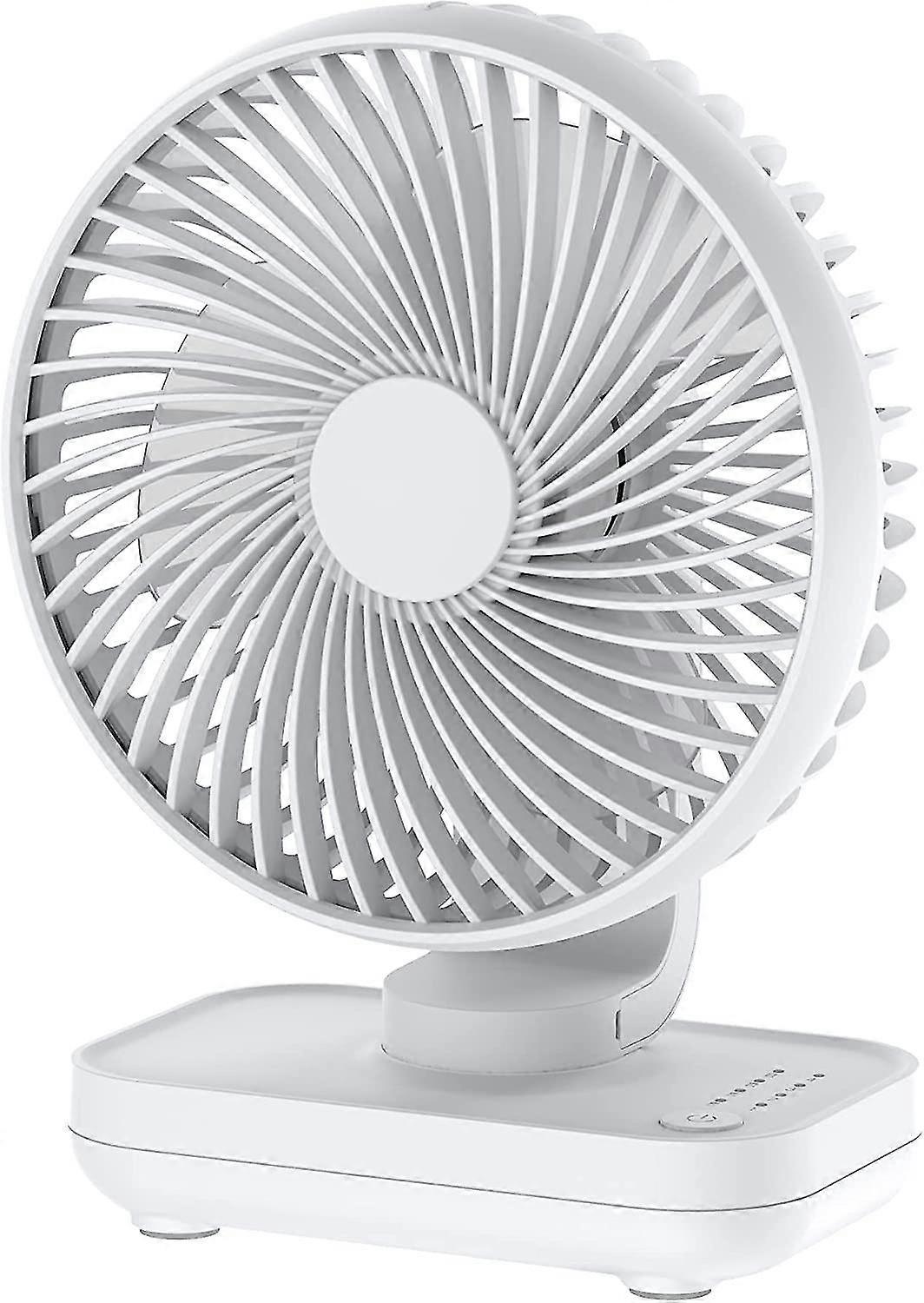 Silent Desk Fan,4000mah Usb Rechargeable Battery Portable Table Fans With 4 Speeds(white)