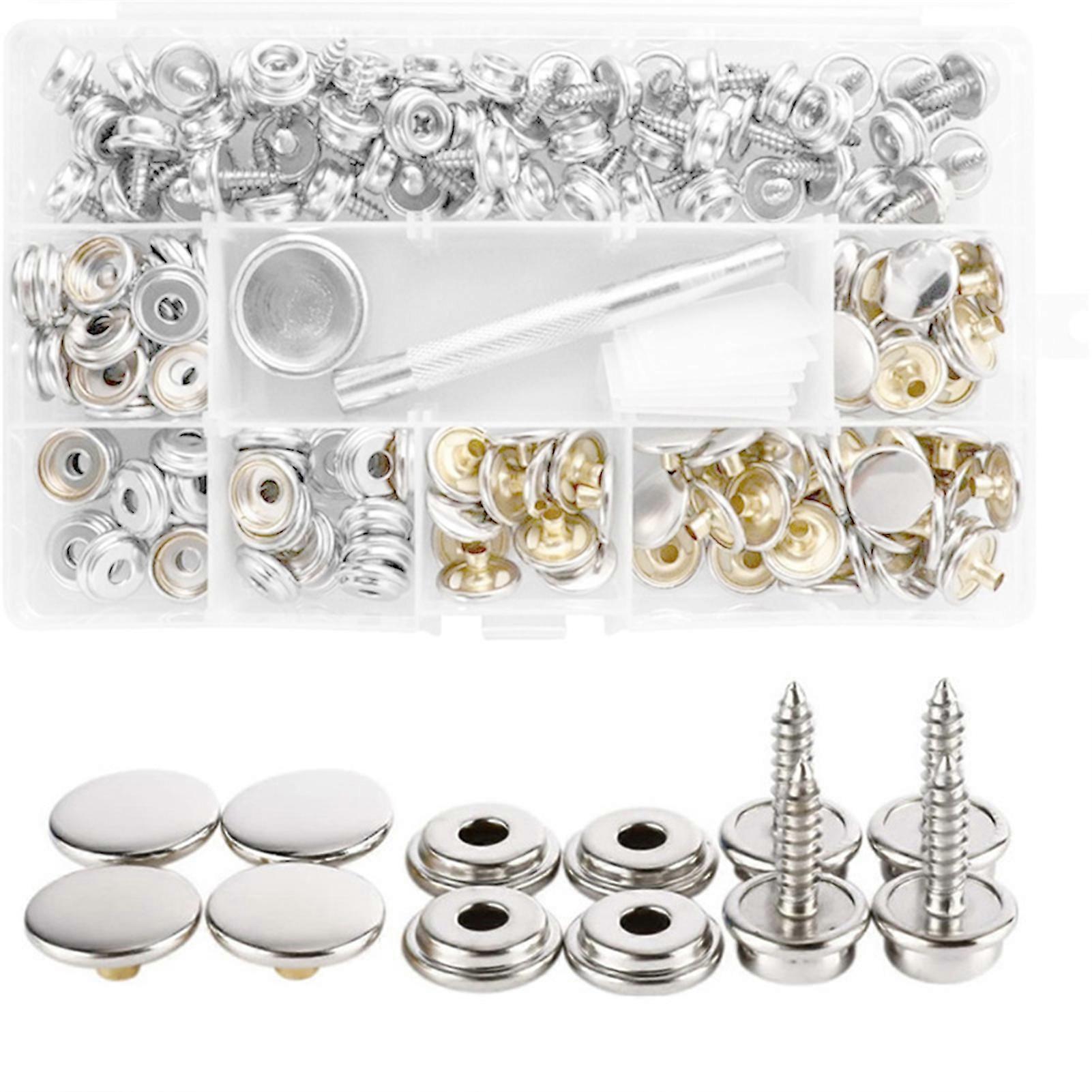 50pcs 15mm Canvas Screw Snaps Set White Button Tool Tarpaulin Fixing Snap Button