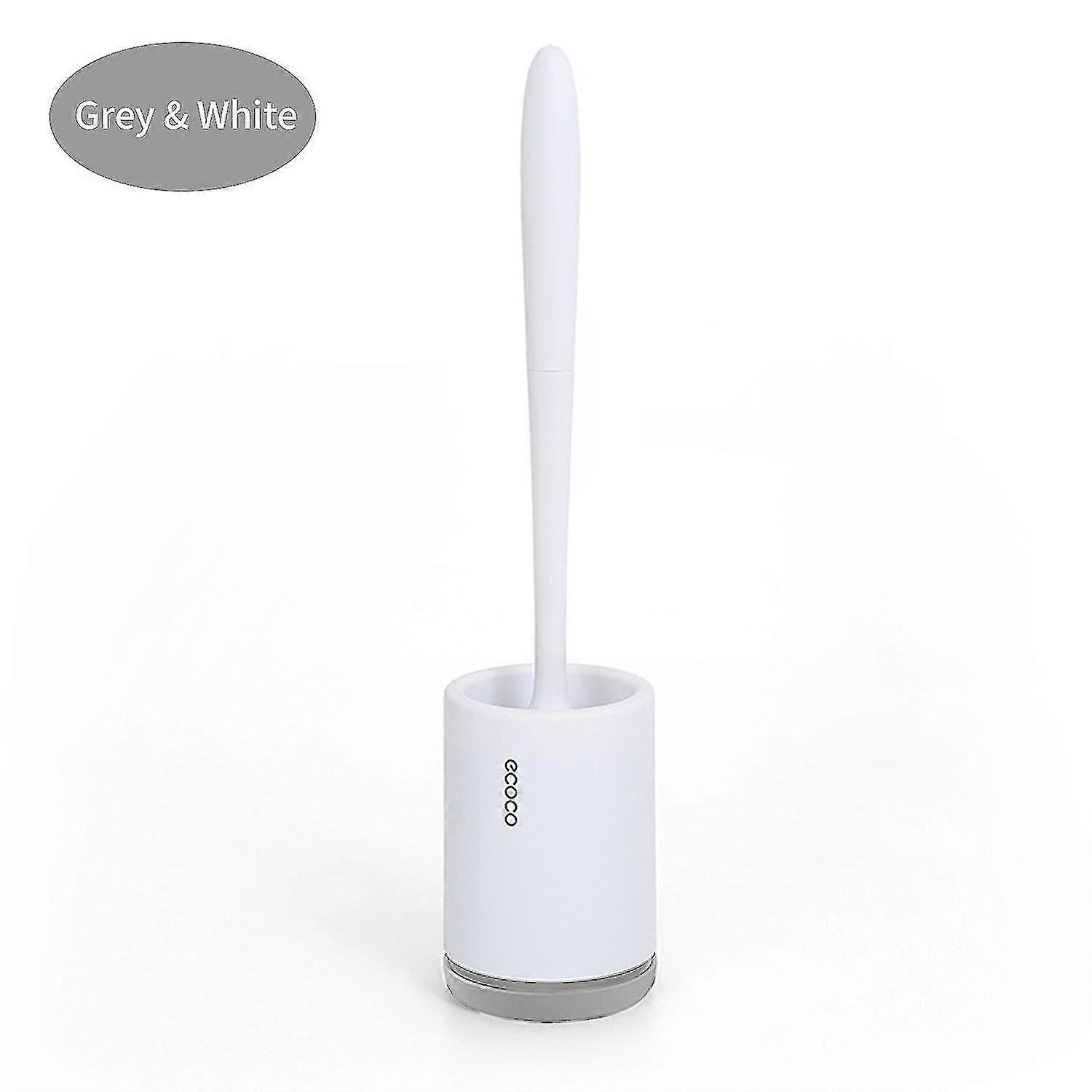 Ecoco Scopino E Supporto Set Tazza Toilette Spazzola Bagno Hollow Drainage Holder WC Soft Cleaner Brush Kit Con Caddy Grigio - bianco