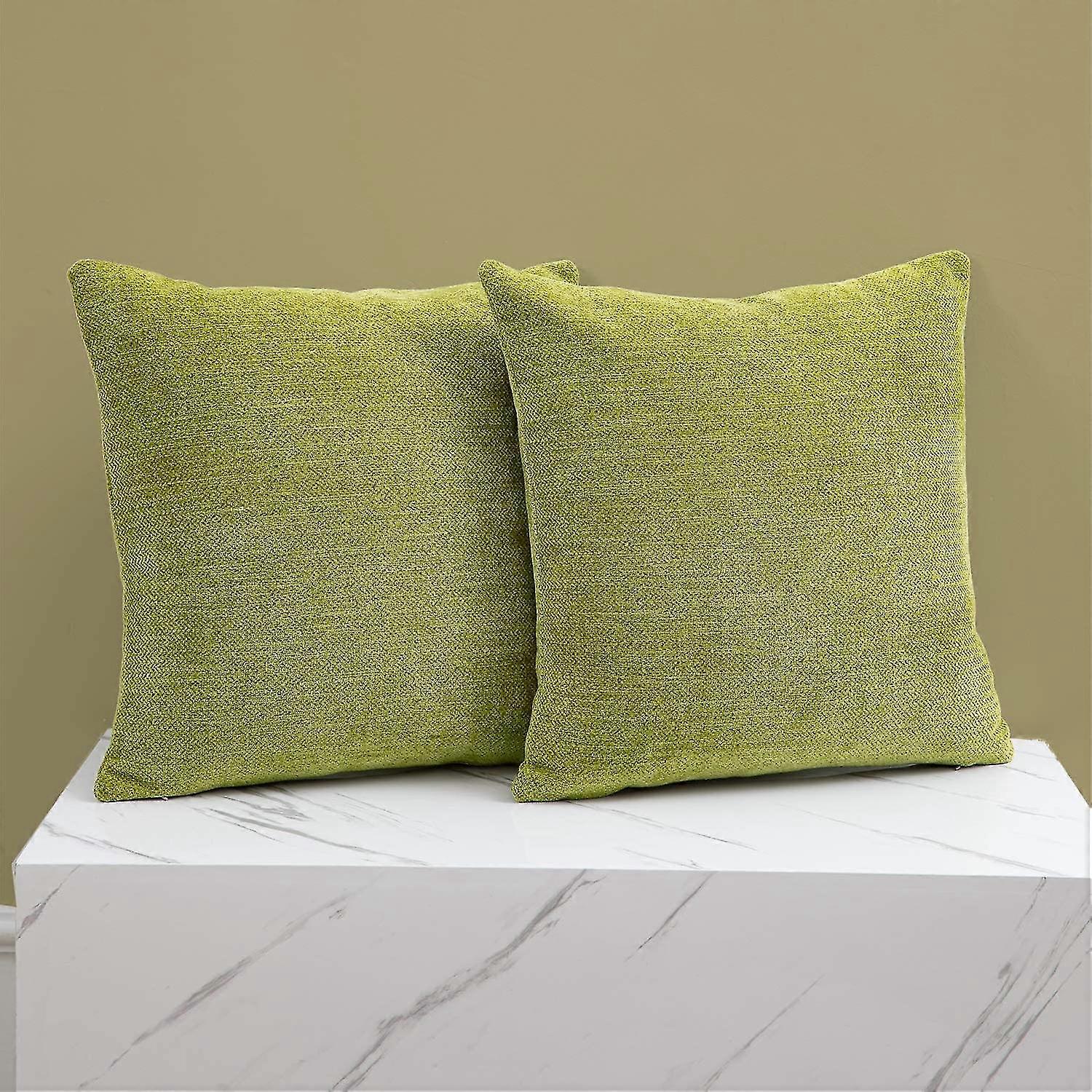 Chartruse Green Pillow Cobre 16x16 Polegadas Conjunto de 2 Decorativos Rústicos