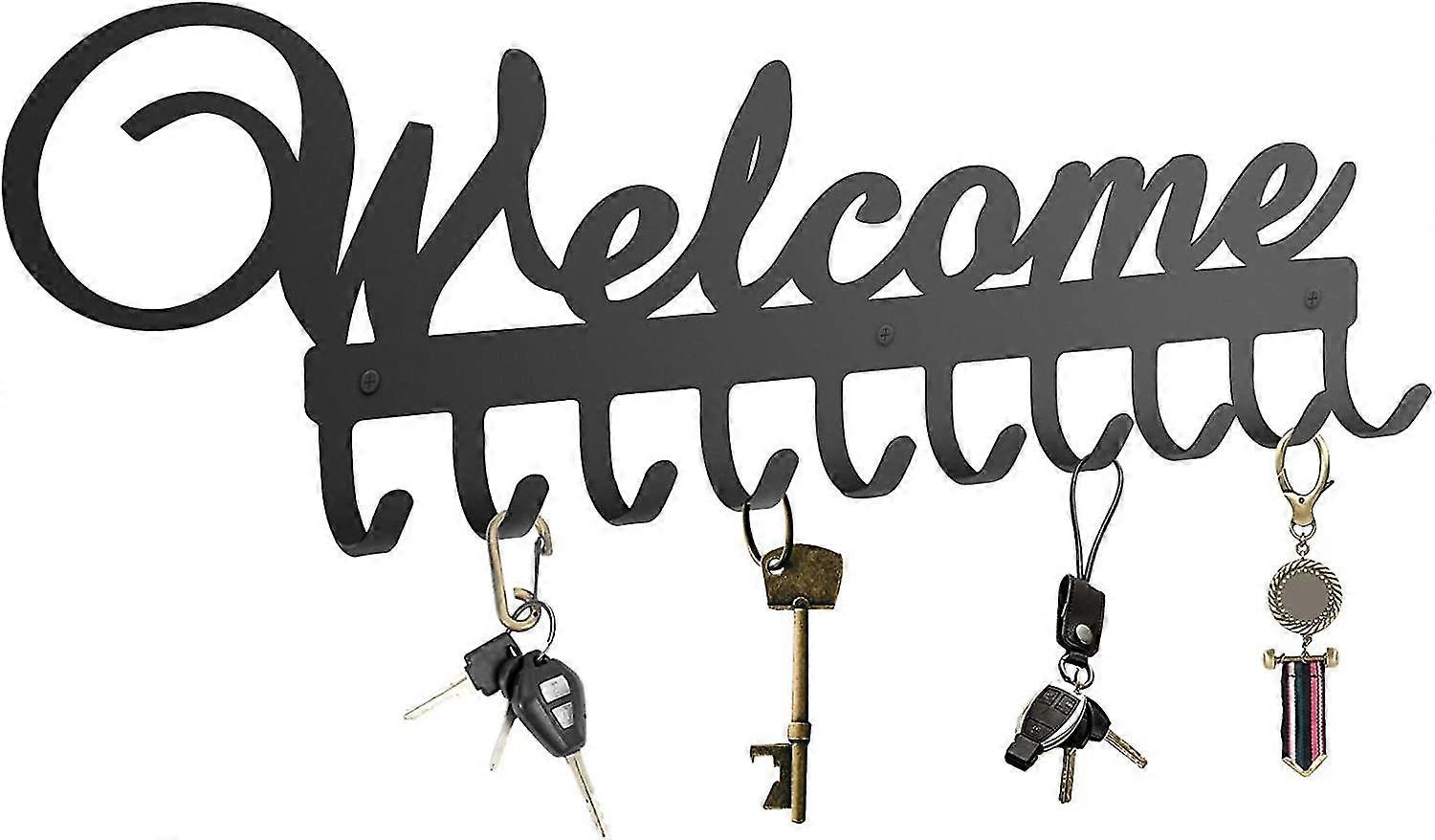 Key Holder Hooks Organizer Rack Wall Mounted With Screws And Anchors Home Wall Metal Decor(10 Hooks)