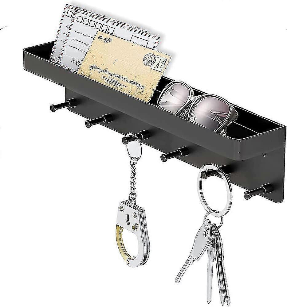 Key Holder, Key Rack Black, Key Organizer, Hook Rail With Shelf, Wall Organizer