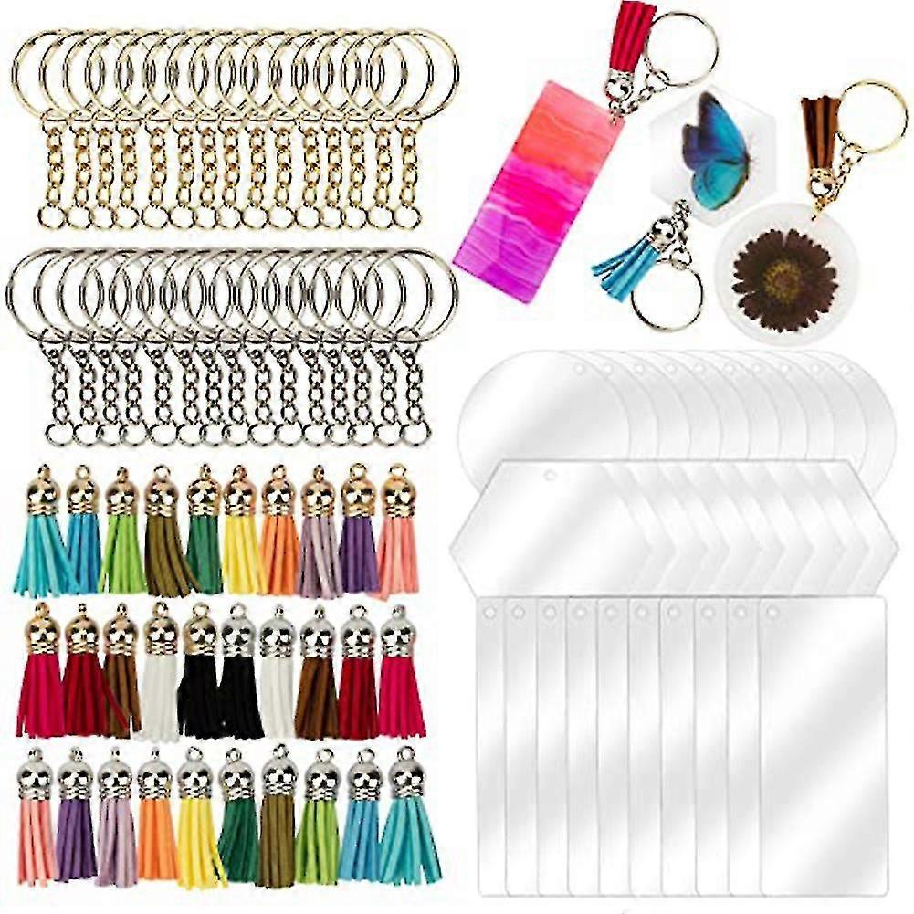 Acrylic Keychain Blanks Bulk For Vinyl Key Rings Kit Diy Craft 30 Pieces (3 Shape Of Acrylic Sheets