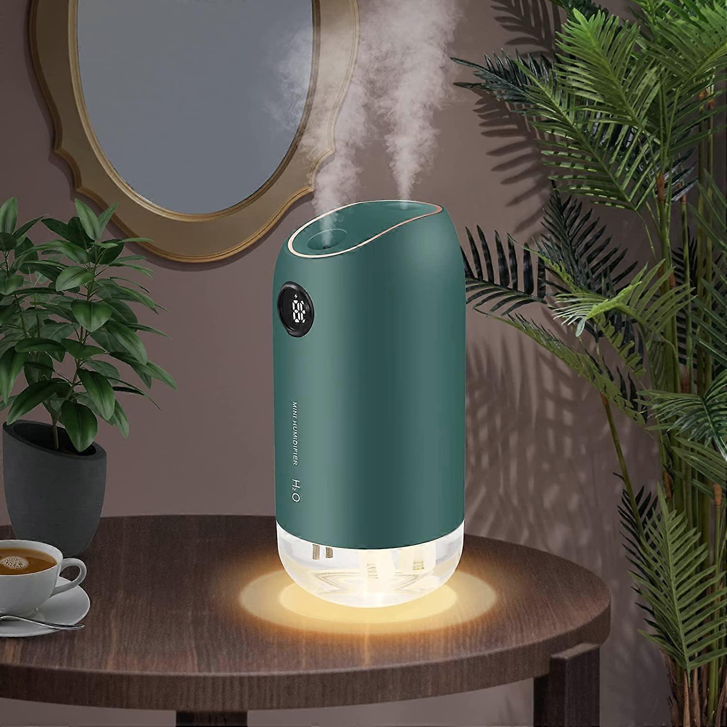 Umidificator de aer 500ML, umidificator de aer cu ultrasunete silențios 23dB pentru copil, umidificator de aer acasă cu oprire automată, pentru yoga de birou dormitor, verde