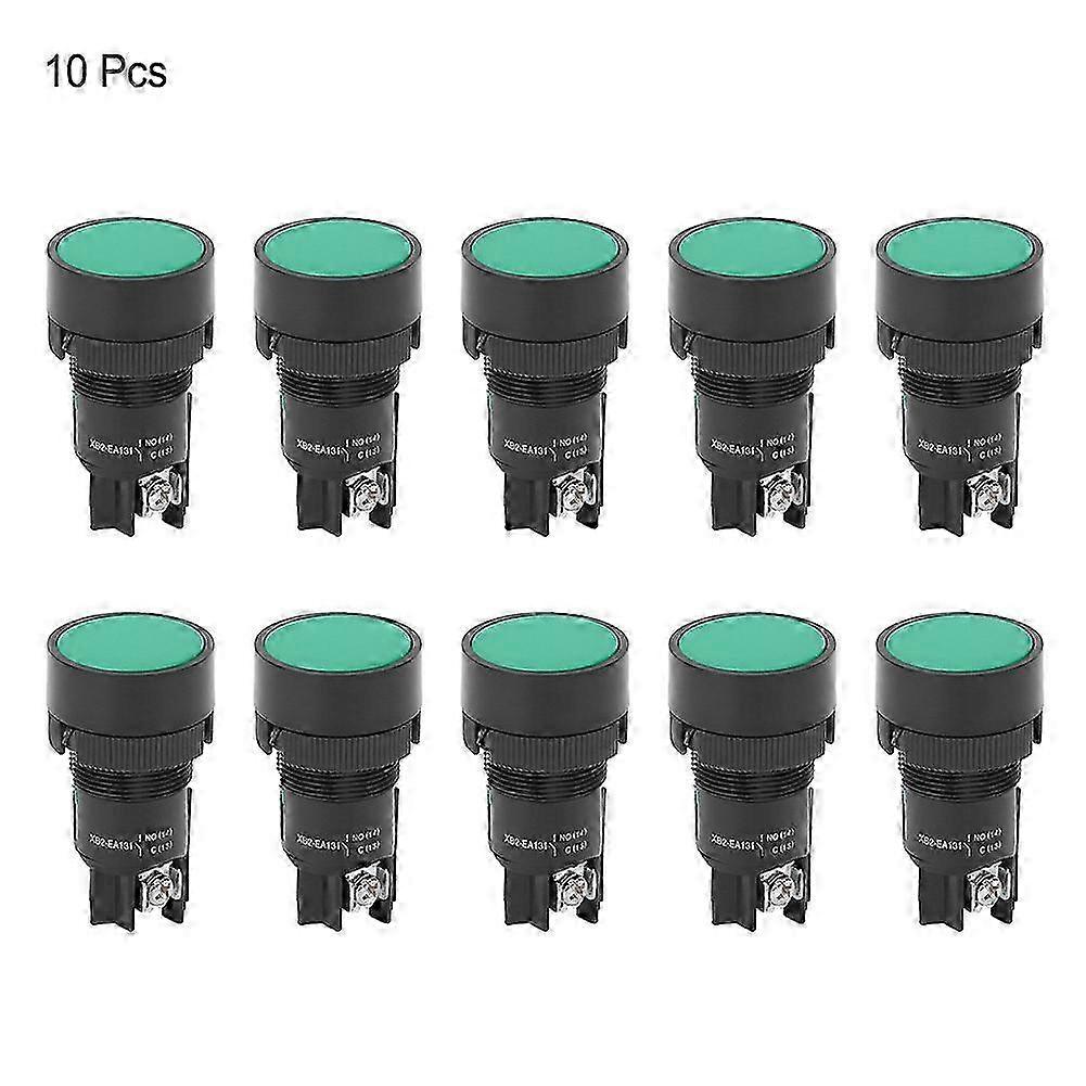 10PCs Plastic XB2 Flat Head Reset Control Button Switch 22mm  for Switching CircuitGreen EA131
