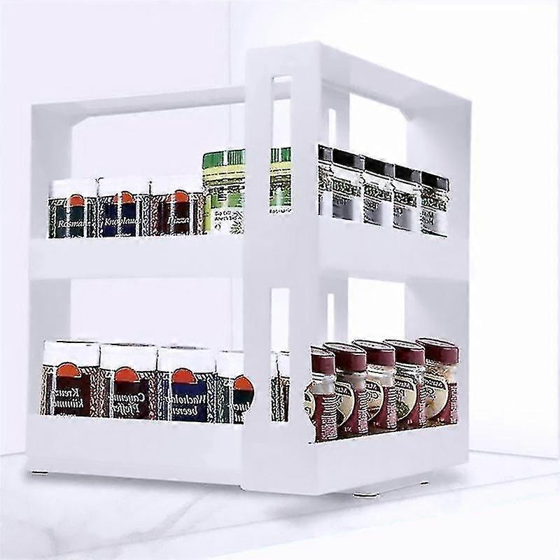 2 Layer Rotating Spice Rack Organizer Kitchen Seasoning Bottle Jars Spice Storage Rack