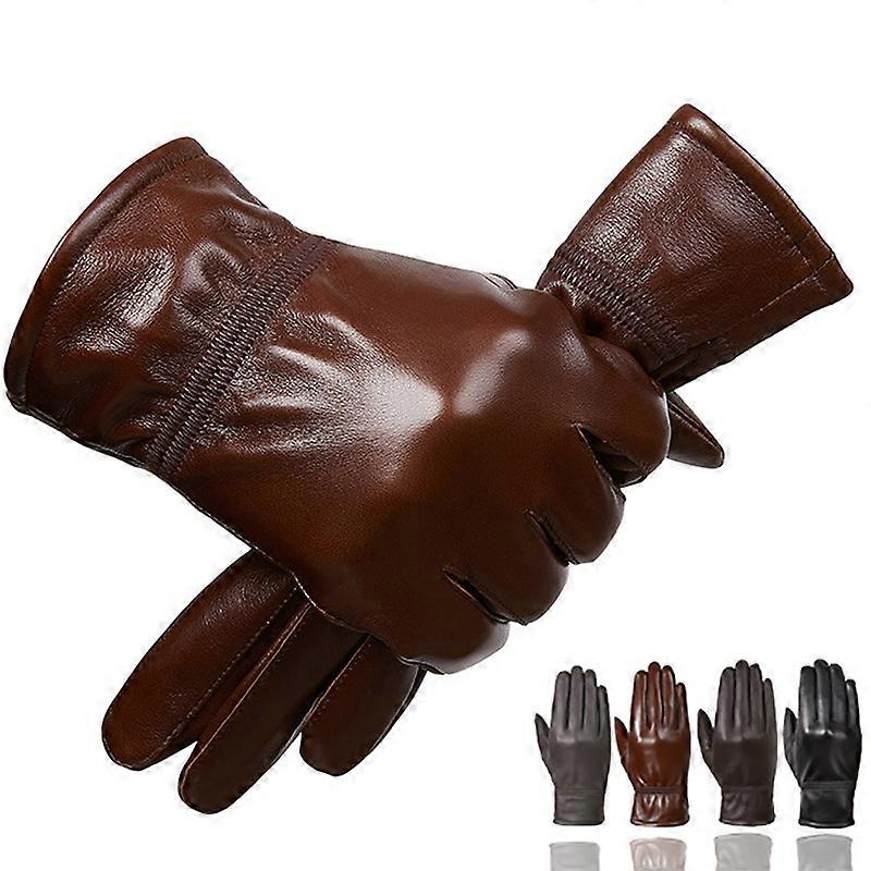 MIMIGO Lammfell Herren Warm Winter Echtes Schaffell Leder Handschuhe Plüschgefüttert Gefüttert Fahren Motorradhandschuhe