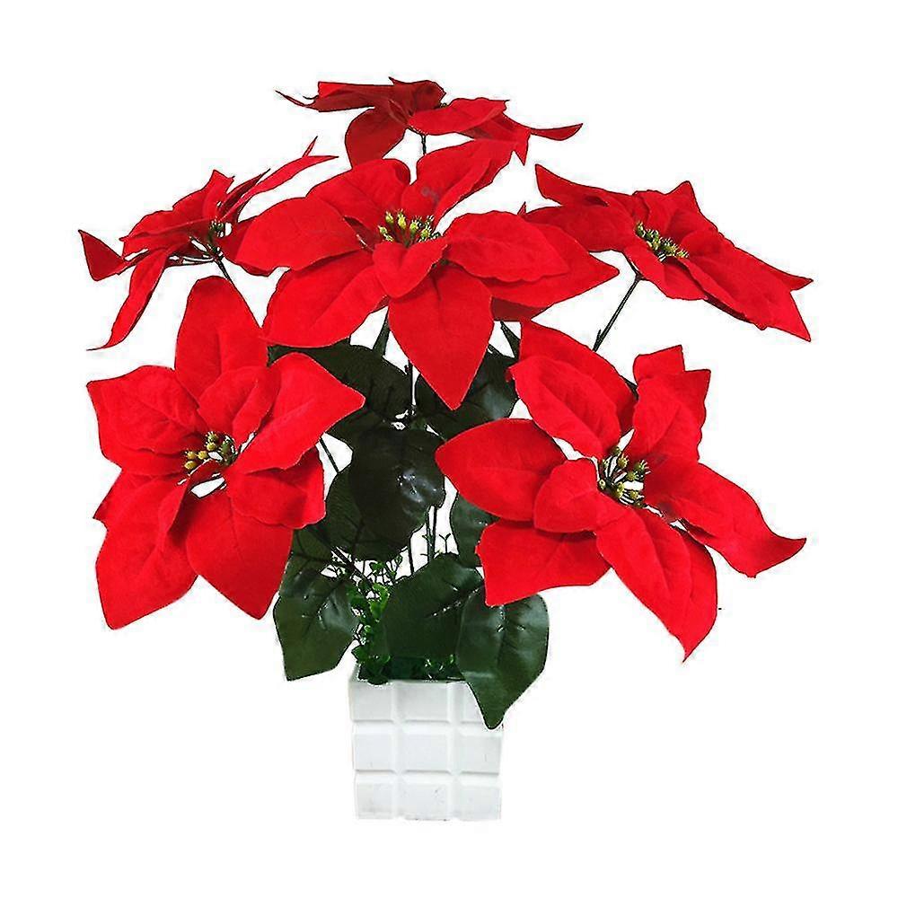 Χριστούγεννα Τεχνητό Μετάξι Poinsettia Λουλούδια Σπίτι Γάμος Χριστούγεννα Πάρτι Διακόσμηση Plant_y