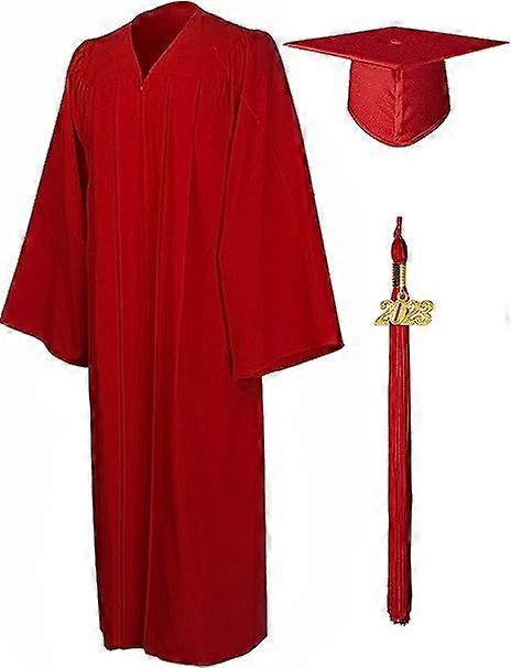 University Diploma Toga and Graduation Cap for Adults 2023 Men and Women Red XL High School Diploma Pack