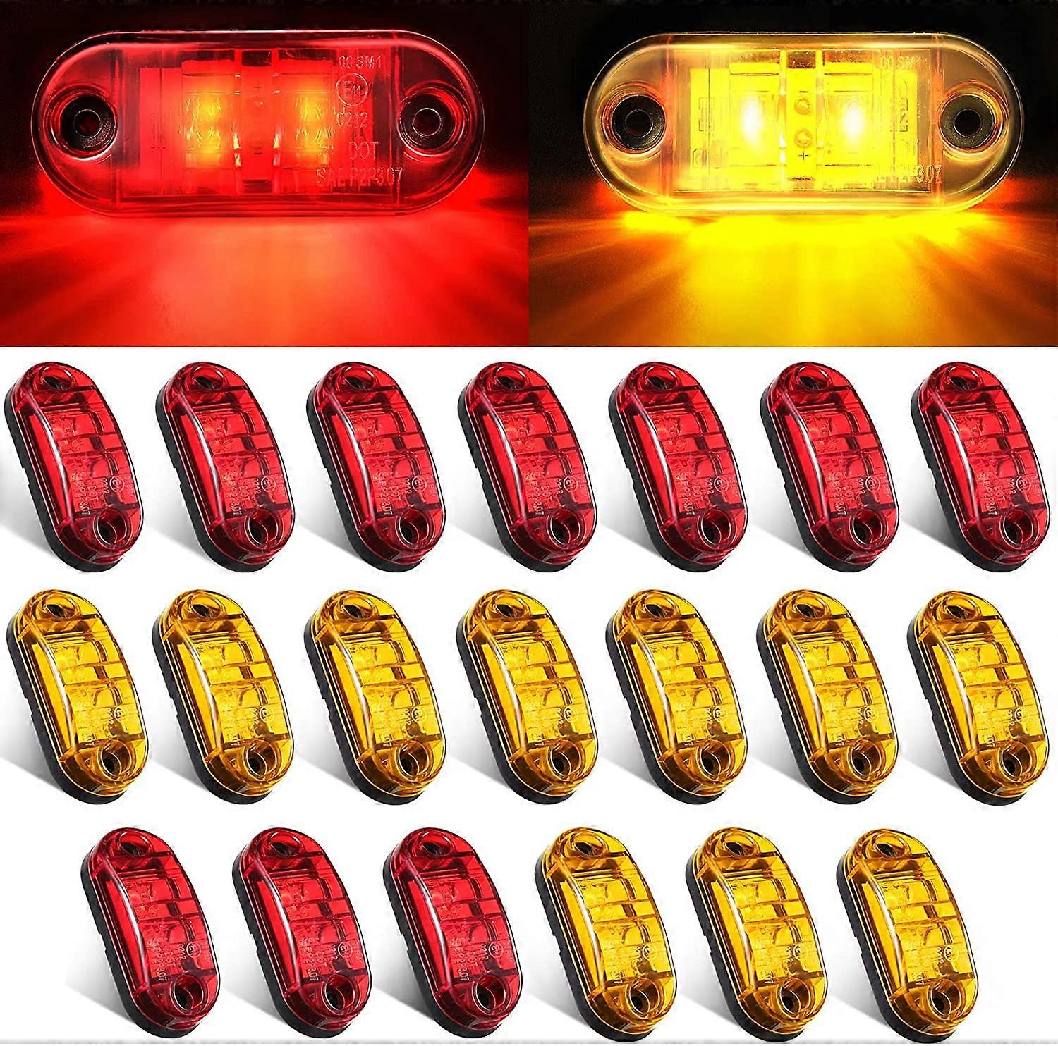 10-Pack 2.5" LED Truck Trailer Oval Marker Lights – Amber – Side Clearance Lamps – IP67 Waterproof