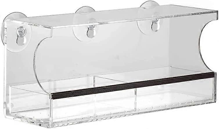 Weatherproof Outdoor Deluxe Clear Window Bird Feeder - Includes Suction Cups, Cleaning Wipes, Metal Hooks - Removable Seed Tray, Drain Holes, Rubber P