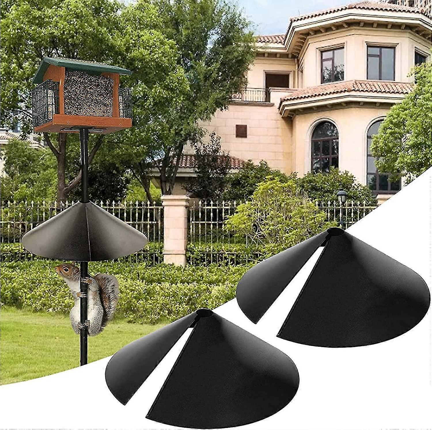 Squirrel Guard Baffle For Bird Feeder Pole, Anti-rust Squirrel Baffle Wrap Guard Around Protects Hanging Bird Feeders And Bird Houses (2pcs, Black)
