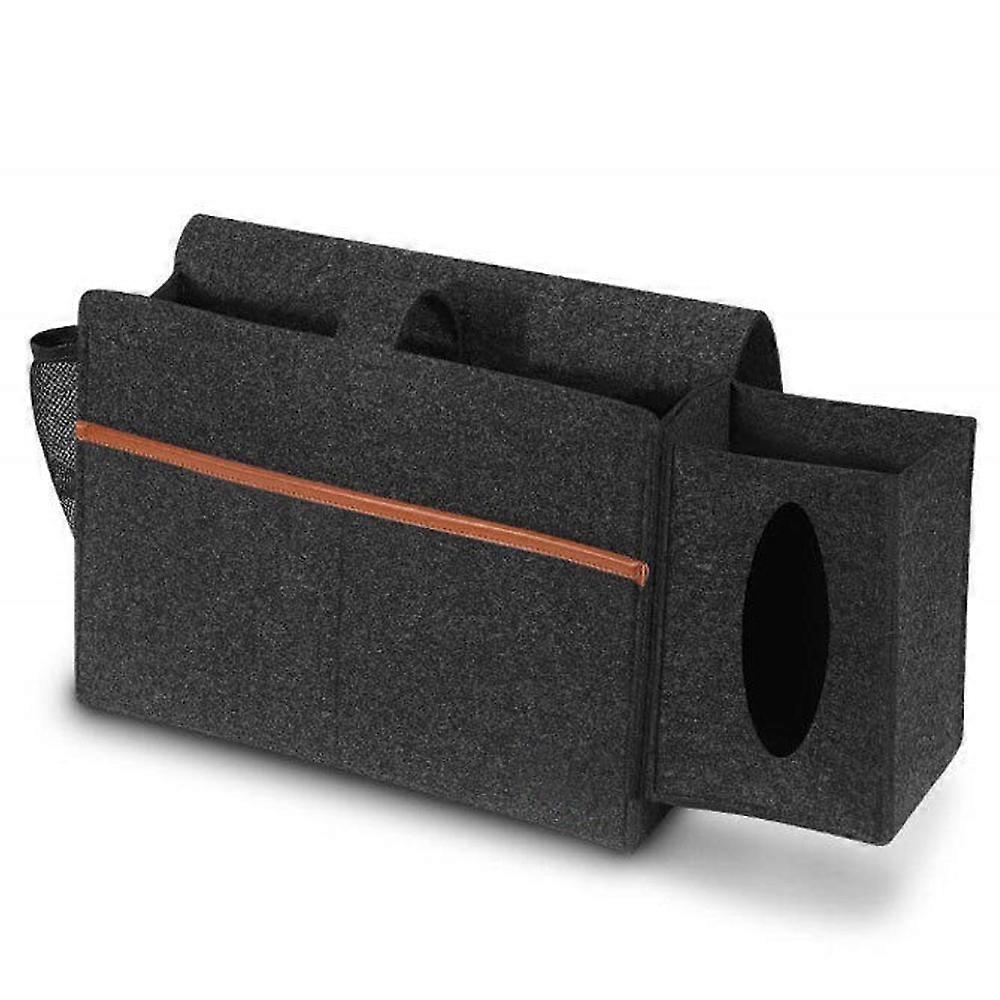 Bedside Organizer, Bed Storage Caddy, Felt Storage Bag Attach Removeable Tissue Box