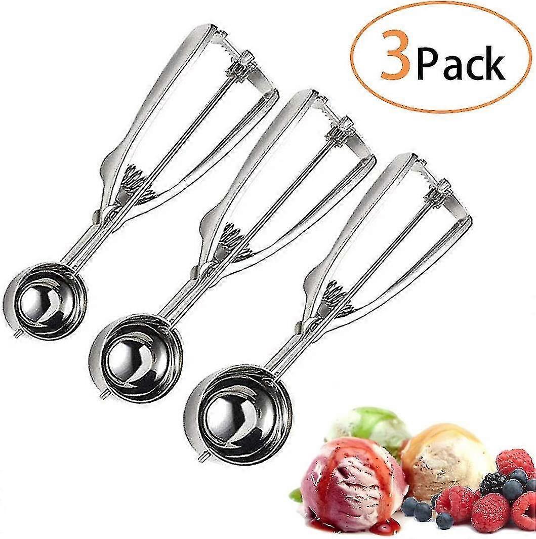 Dondurma kepçe paslanmaz çelik - dondurma, kek hamuru, kavun için 3 adet dondurma kepçe