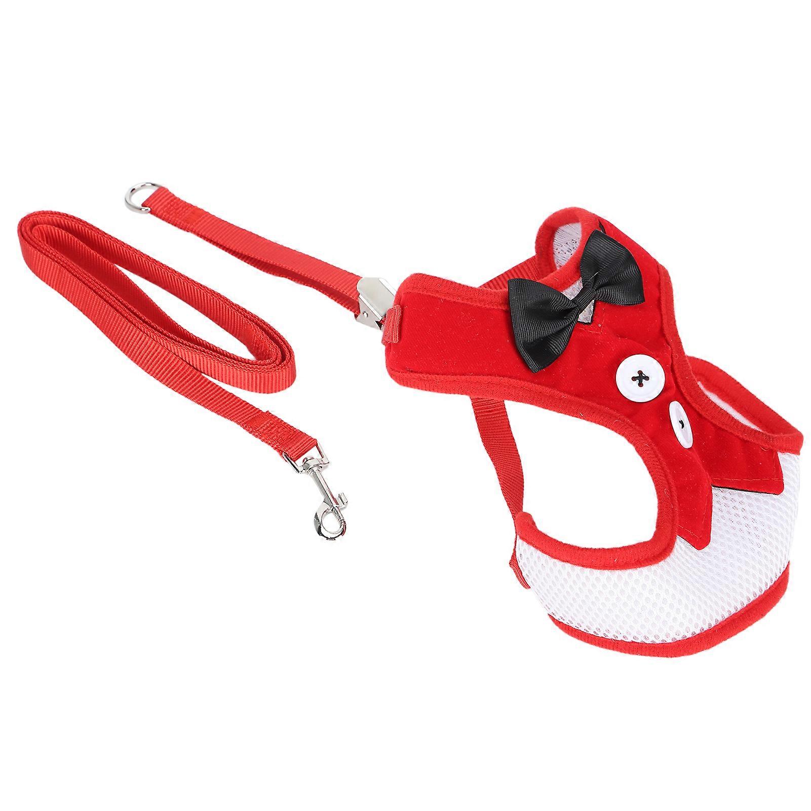 Cat Harness with Adjustable Leash for EscapeProof Vest Pet Walking (Red)