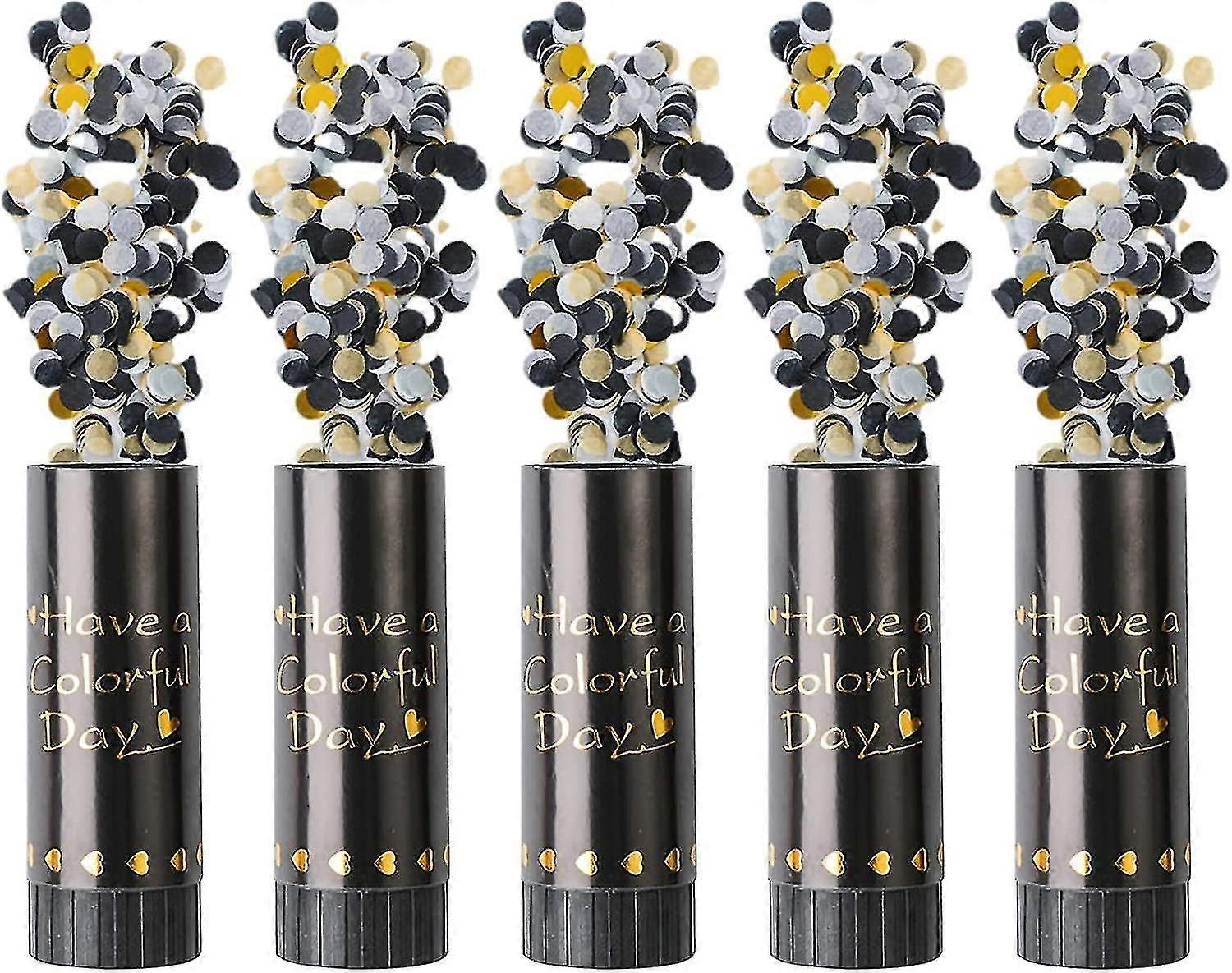 5 قطع مدافع قصاصات الورق ، عيد ميلاد عيد ميلاد حفل زفاف قوس قزح القابل للتحلل لاستحمام الطفل حفلة رأس السنة الجديدة ، أسود Pxcl