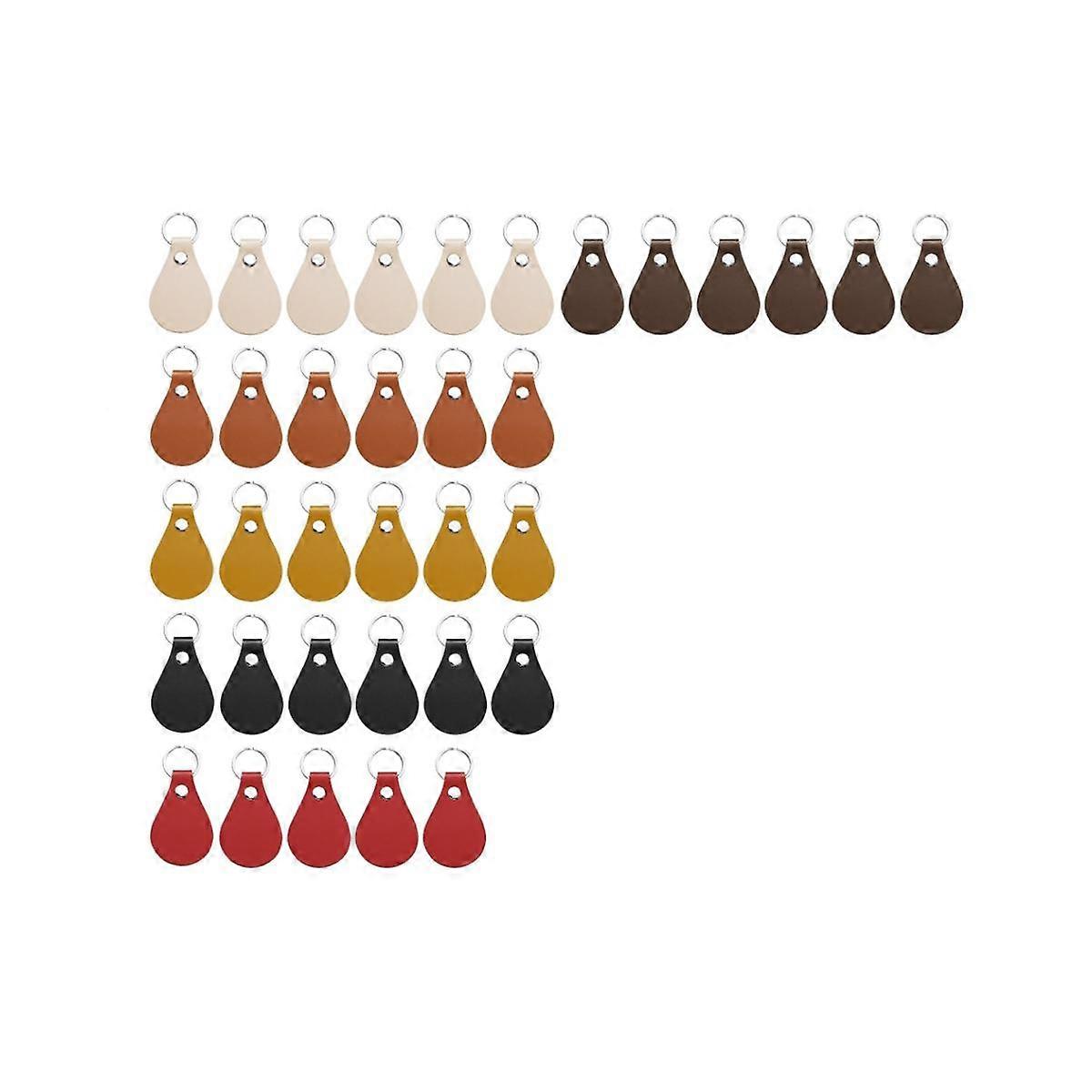 36Pcs PU Leather Key Chain Kit,Leather Key Fob Kit Leather Keychain with Key Rings and Rivets for D