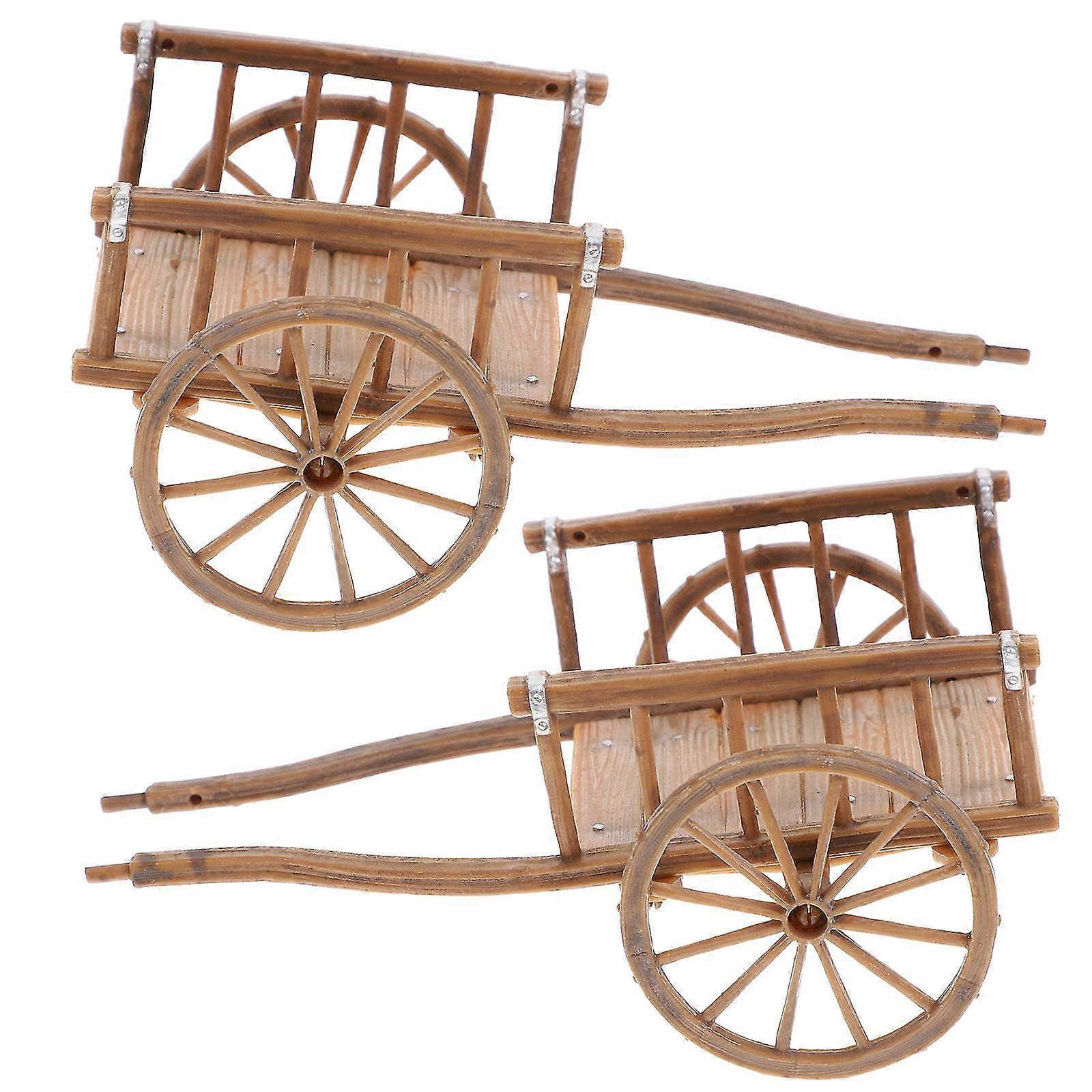 2pcs Simulation Cart Models Miniature Barrows Micro-landscape Decorations-FCY