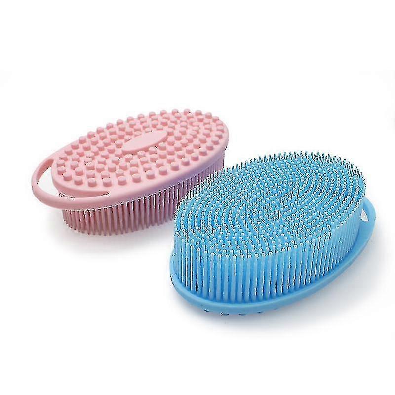 2pcs Body Brush Scalp Massager Shampoo Brush Exfoliating Massager,135*35mm,pink+blue